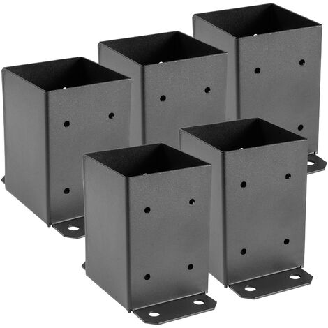 VEVOR Pied de Poteau à Visser 4 x 4" 5 Supports Noir pour Supports de Terrasse
