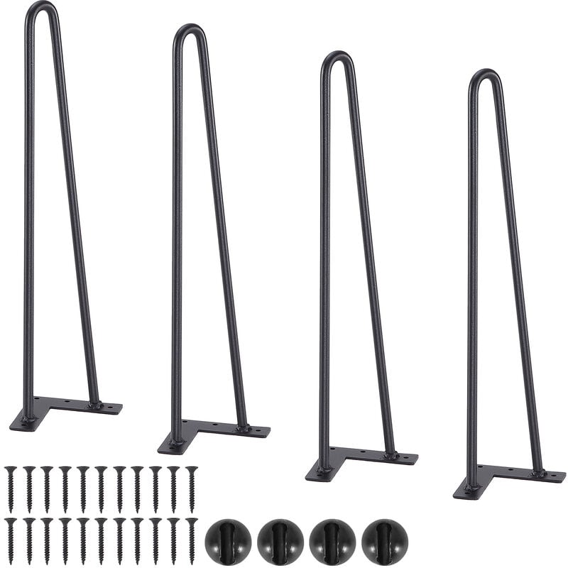 Mophorn - vevor Pied de Table en Epingle a Cheveux 4PCS Pieds de Bureau 482 mm Acier Massif Capacite Charge 227 kg Pieds de Meubles 2 Tiges Noirs