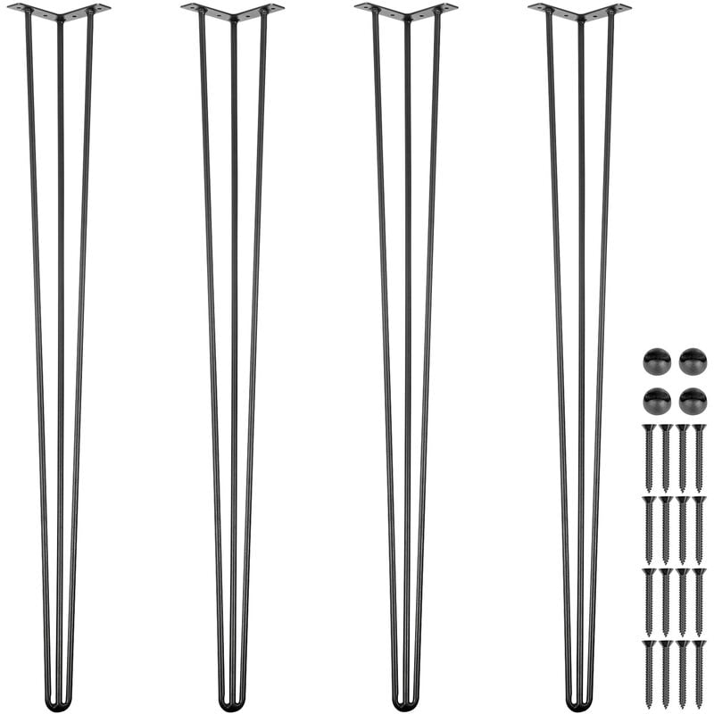 Pieds de Table en Epingle a Cheveux de 40 pouces, Ensemble de Pieds de Table en Epingle 4 pc, Pieds En Epingle à Cheveux En Acier avec 3 Tiges