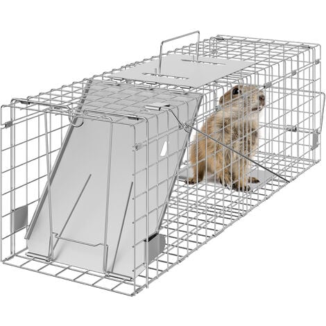 MOPHORN VEVOR Piege pour Animaux Vivants 610x203x203 mm Cage Trappe Chat Pliable Fil de Fer Galvanise Sans Cruaute avec Poignee Piege pour Lapins, Chats Errants, Ecureuils, Ratons Laveurs, Marmottes,Opossum