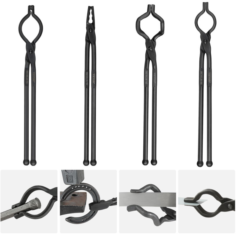 VEVOR Smedentangset, V-bit, Wolf, ZV, 4-delige grijptang van koolstofstaal, 465 x 60 x 19 mm / 461 x 68 x 18 mm / 458 x 38 x 19,0 mm / 463 x 78 x 52,3 mm, met verlengde handgreep