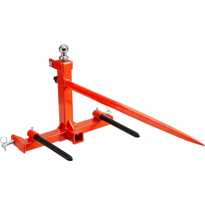 VEVOR Pique-botte de Foin Capacite de Charge 725 kg Fourche a Balles 3 Dents Fourches a Pointes Fixation Rapide avec 2 Stabilisatrices 444 mm pour