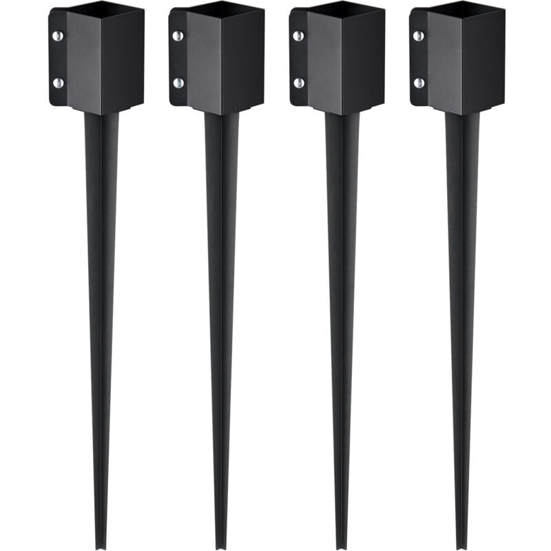 Mophorn - vevor Piquet deancrage de poteau de cloture, 4 pcs, support de poteau en metal avec revetement en poudre noir, exterieur 914 x 113 x 113 mm