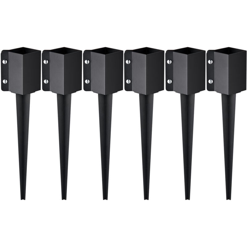 Mophorn - vevor Piquet deancrage pour poteau de cloture, 6 pcs, piquet de poteau en metal enduit de poudre noire, exterieur 610 x 113 x 113 mm