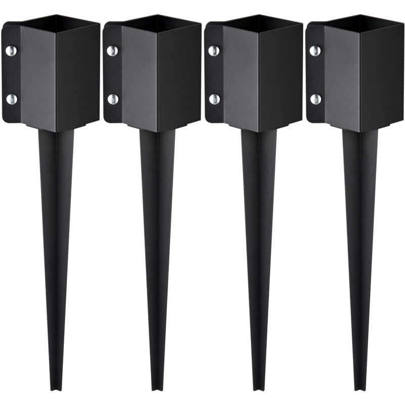 Mophorn - vevor Piquet deancrage pour poteau de cloture,4 pcs, support de poteau en metal enduit de poudre noire, exterieur 610 x 113 x 113 mm