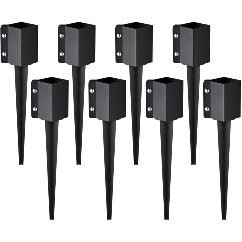 Mophorn - vevor Piquet deancrage pour poteau de cloture,8 pcs, support de poteau en metal enduit de poudre noire, exterieur 610 x 113 x 113 mm