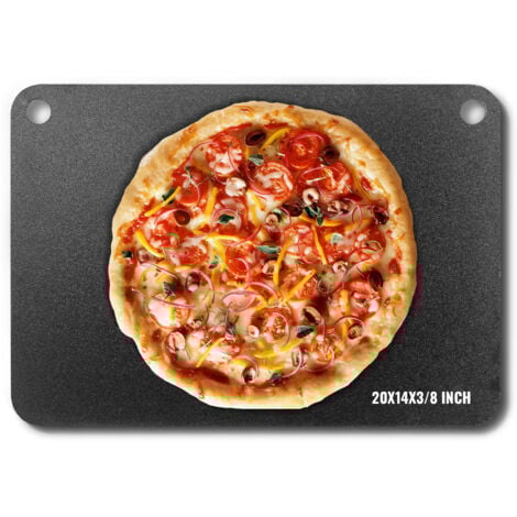 VEVOR Pizza Steel, 20" x 14" x 3/8" Pizza Steel Plate for Oven, Pre-Seasoned Carbon Steel Pizza Baking Stone with 20X Higher Conductivity, Heavy Duty Rustproof Pizza Pan for Outdoor Grill, Indoor Oven