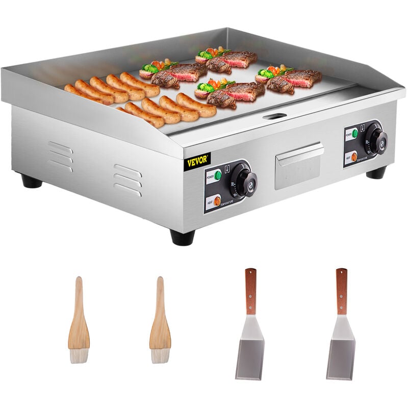 Plancha Electrique 664 x 470 x 220 mm Plaque Chauffante Acier Inoxydable avec Brosse a Huile et Pelle Domestique Commerciale pour Cuire - Vevor