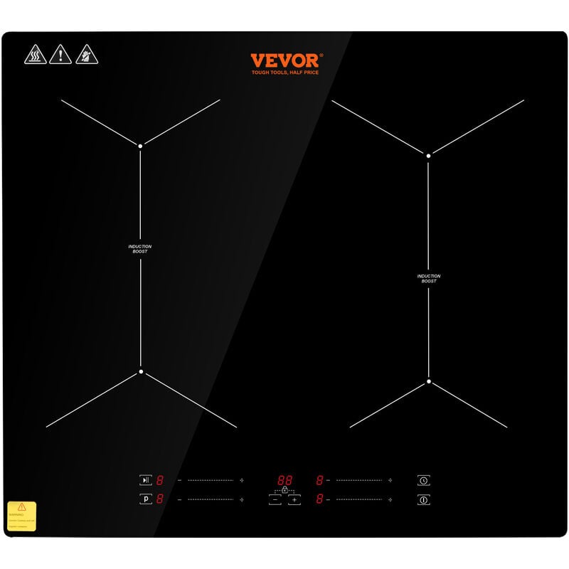 Mophorn - vevor Plaque a Induction 4 Feux 6800 w Table de Cuisson Encastrable 61 cm Plaque de Cuisson Electrique en Vitroceramique Portable Minuteur