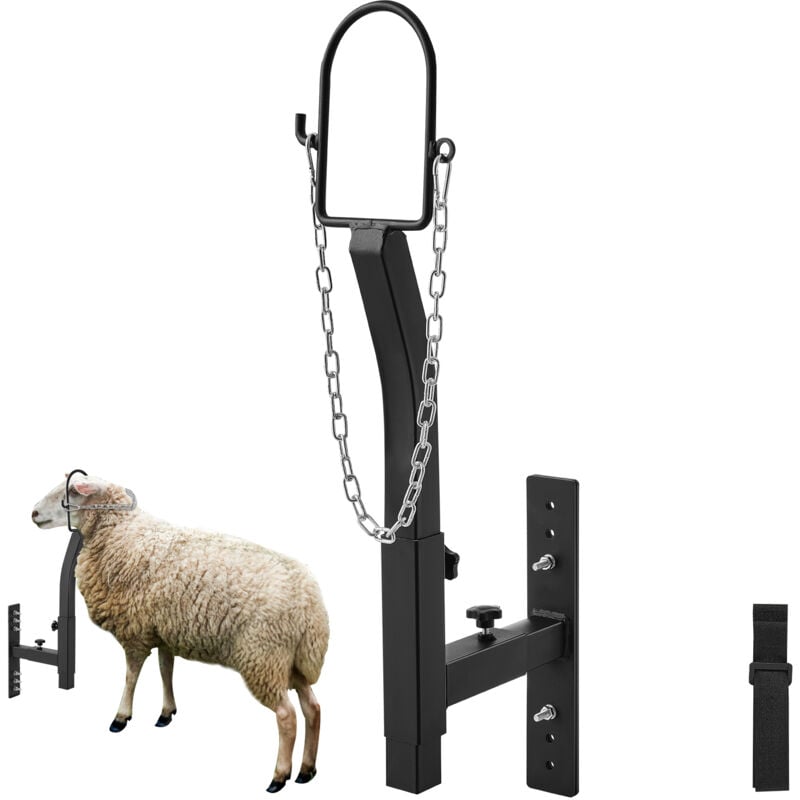 VEVOR Plate-forme de toilettage pour animaux, support reglable pour moutons et chevres, hauteur 9,37-12,8 pouces, largeur 0-5,4 pouces, construction