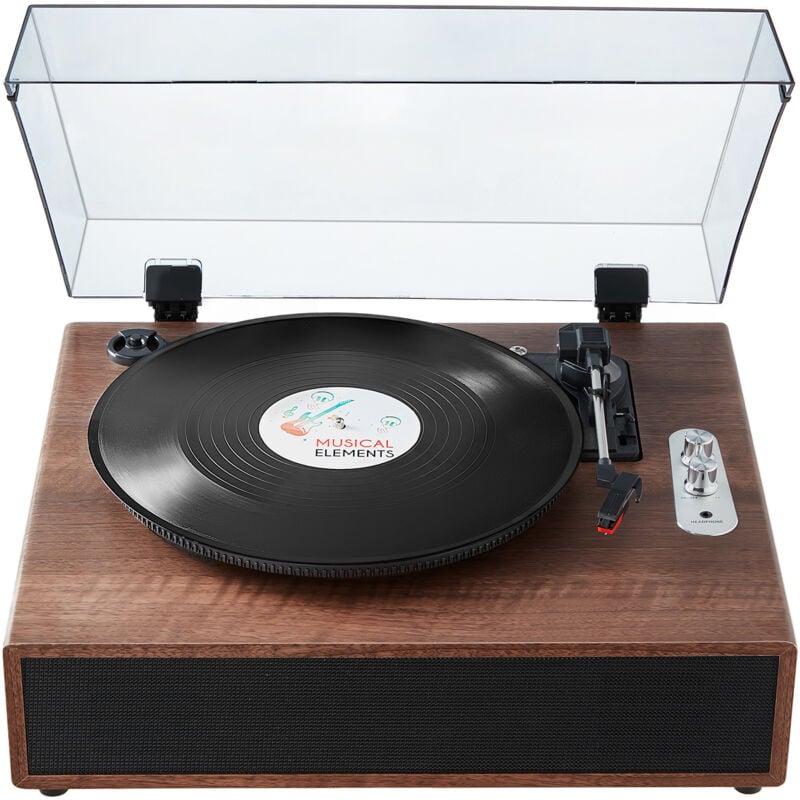 Vevor - Platine vinyle 3 vitesses tourne-disque entrainement par courroie, haut-parleurs stereo integres 10 w, cartouche magnetique, 33/45/78 tr/min