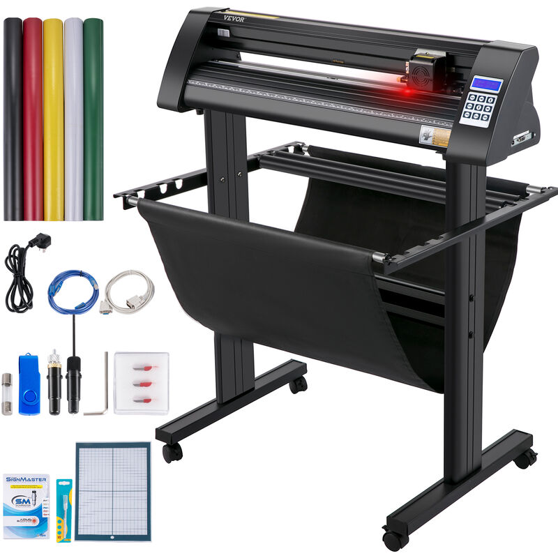 Vevor - Plotter de Decoupe Vinyle 720 mm Traceur de Coupe, Machine de Decoupe Vinyle avec Logiciel Signmaster Support de Sol, Coupe-Vinyle led