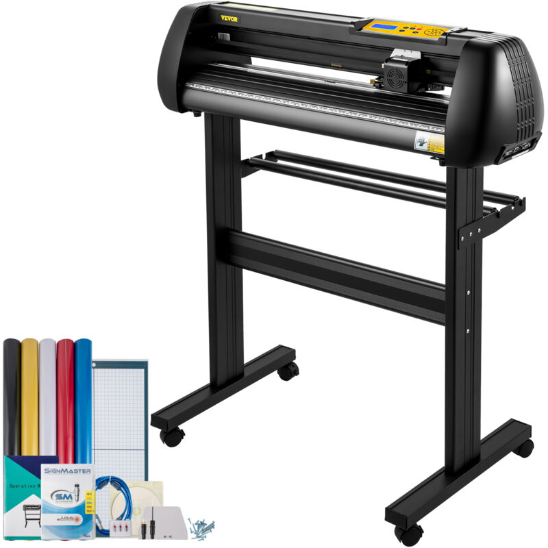 VEVOR Vinyl Schneidemaschine Schneideplotter 720 mm SignMaster Bodenständer, Plottermaschine Schnittgeschwindigkeit 10–800 mm / s, Schnittkraft 10-500 g, Schrittmotor, fünf Vinylrollen, 16 MB, 13,5 kg