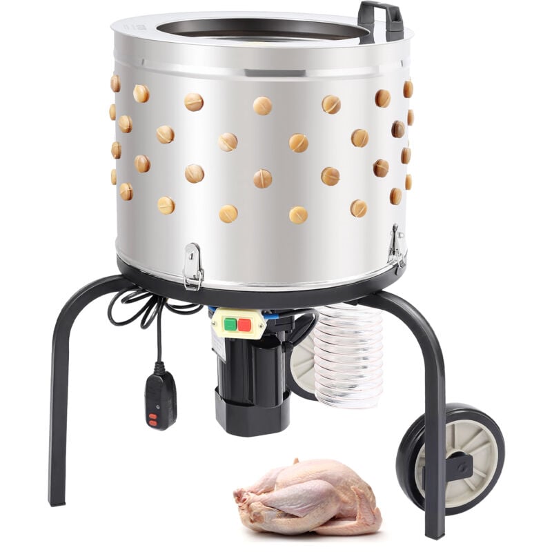 Vevor Plumeuse de poulet, 500 w, machine a plumer poules avec tambour en acier inoxydable 501x393 mm, equipement deeplumage avec 108 doigts souples,