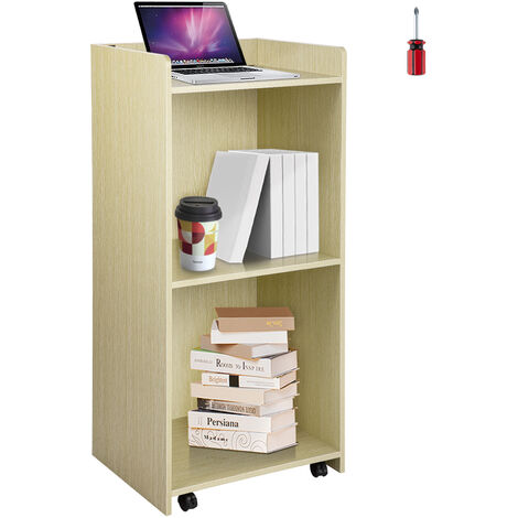 VEVOR Podio in Legno MDF a Colore Bianco, Leggio per Pulpito da 60 x 40 x 120 cm con 4 Rotelle Girevole, Podio ad Piano Orizzontale Uso per Chiese, Aule, Seminari, Caffe, Matrimoni, Case e Ristoranti