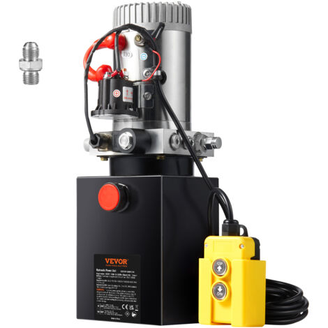 VEVOR Pompa Idraulica CC 12V Capienza ca. 8 L Centralina Idraulica ad Azione Singola Flusso deOlio ca. 3,44 L/min Pressione Massima di 22 MPa, Pompa per Montacarichi Auto Camion Rimorchio da Garage