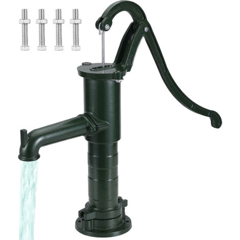 Pompe à Bras En Fonte Verte D&L - Pour Jardin, Étang Ou Fontaine, Manuellement Actionnée, Hauteur D'Aspiration 7m