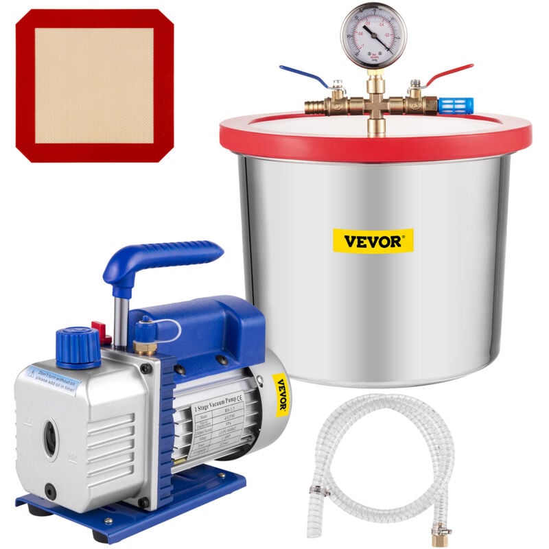 Vevor - Pompe a vide 113 L/min chambre a vide 7,5 l degazage epoxy silicone avec pompe a vide a un etage 4 cfm 1/3 hp ensemble deoutils a air cvc