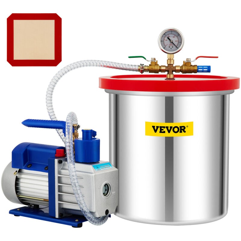 Vevor - Pompe a vide 141 L/min chambre a vide 19 l avec pompe rotative a un etage 5 cfm 1/3 hp kit deoutils a air cvc pour stabiliser le bois,