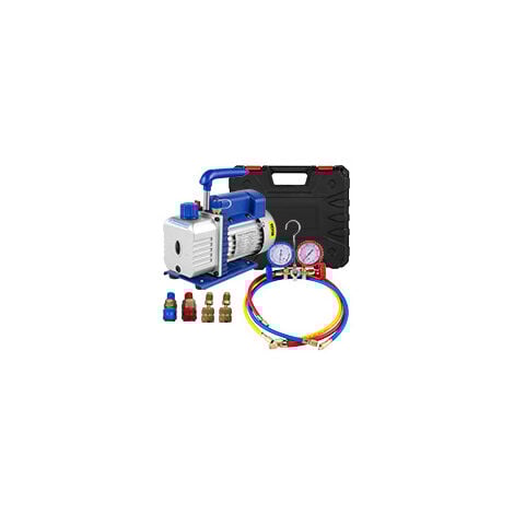 VEVOR Pompe a Vide Climatisation 4 CFM, Kit de Pompe a Vide Automatique 1/3 HP, Radiateur Intelligent, Atelier, Entretien Automobile, Voitures