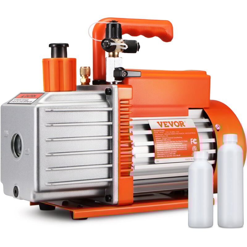 Vevor - Pompe a vide rotative a palettes 141 L/min, pompe a vide de climatisation a 2 etages, 375 w, 6,35 mm et 9,5 mm sae male,12,7 mm acme male
