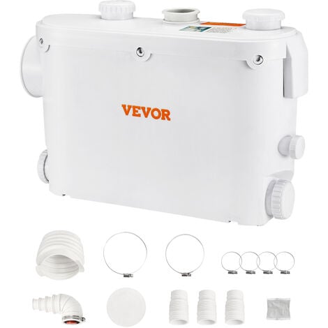 VEVOR Pompe Maceratrice 500 W Pompe de Relevage Eaux Usees 6600 L/h Hauteur Manometrique 8 m 3 Entrees deEau pour Toilette Sous-sol Cuisine Evier Douche Baignoire Buanderie Machine a Rincer Eaux Usees