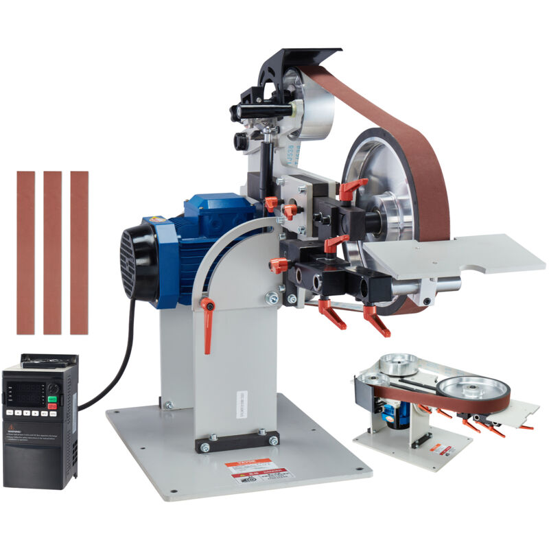 Ponceuse a bande, 1828,8x50,8 mm, polisseuse a bande vitesse variable vfd, affuteur de couteaux 1500 w, 3 moules meulage, 3 bandes abrasives pour