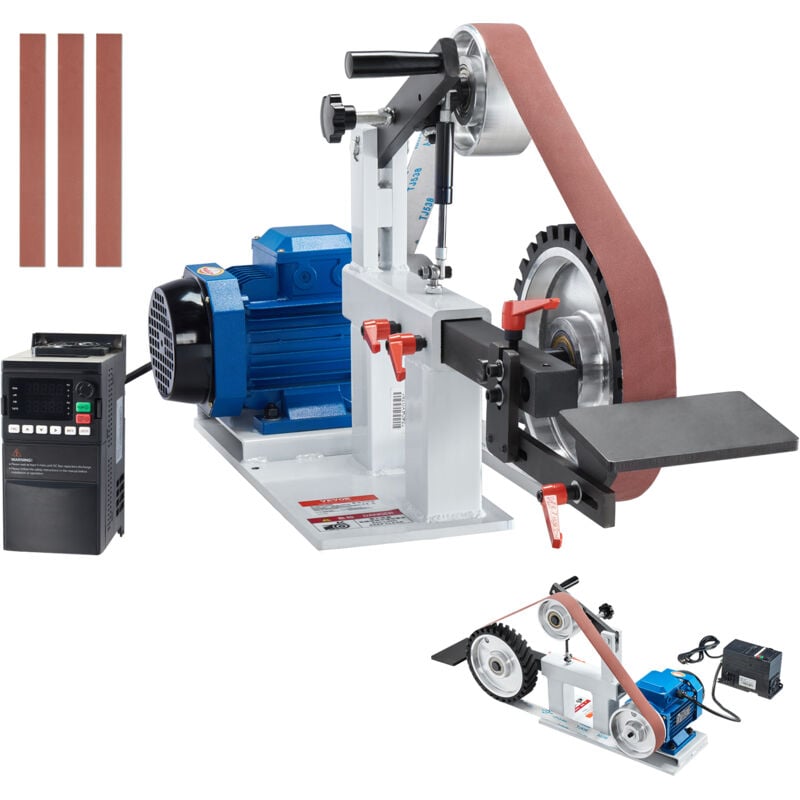 Ponceuse a bande, 1828,8x50,8 mm, polisseuse a bande vitesse variable vfd, machine de polissage 1500 w, 3 moules de meulage, 3 bandes abrasives pour