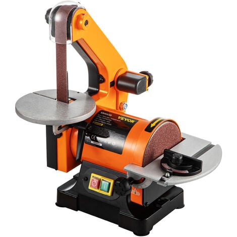 VEVOR Ponceuse a Bande et a Disque 250W/230V Machine a Polir Ponceuse Electrique 25,4x760 mm Ceinture Touret a Meuler et Ponceuse 2980tr/min Meuleuse deAngle pour Lisser et Ebavurer les Bords Denteles