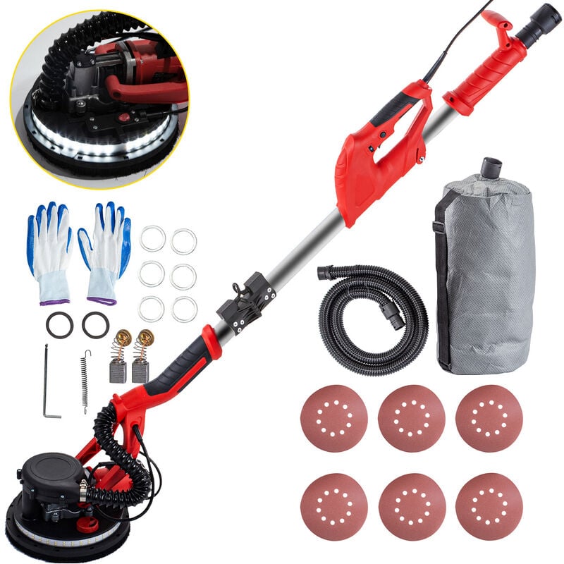 VEVOR Ponceuse orbitale Filaire 750W, Ponceuse Excentrique Filaire a LED, Eclairage complet a 360°, convient au meulage pour les debutants/les