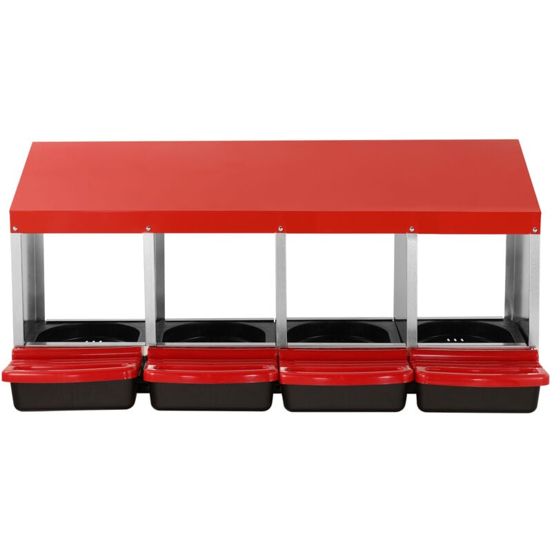 Pondoir a Poules, 4 Compartiments, Nichoirs Inclines en Metal, 1060x525x475 mm, Stable et Resistant a la Corrosion, avec Trous Inferieurs,