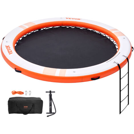 VEVOR Pontile Galleggiante Gonfiabile, Piattaforma per Pontile Gonfiabile ø3.04m Piscina in Rete ø2.43m, Tappetino per Acqua con Piattaforma Antiscivolo con Borsa Portatile
