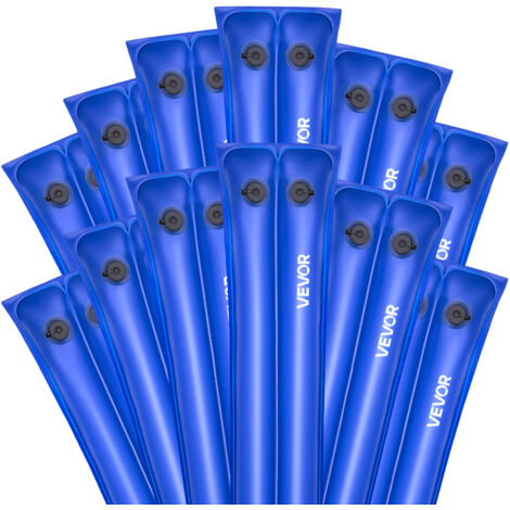 VEVOR Pool Cover Water Bags, 12 Packs 10 Ft, Double Chamber Pool Cover Water Tubes, 0.4mm Thick PVC Bags Weights with Leakproof Screw Cap, for Inground Swimming-Pool Covers Winter Closing, Blue