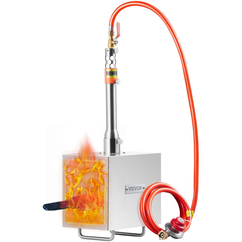 VEVOR Portable Propane Forge, 1 Burner Farrier Forge, 2600℉ Tool and Knife Making Blacksmithing Gas Forge, Large Capacity Square Stainless Steel Gas