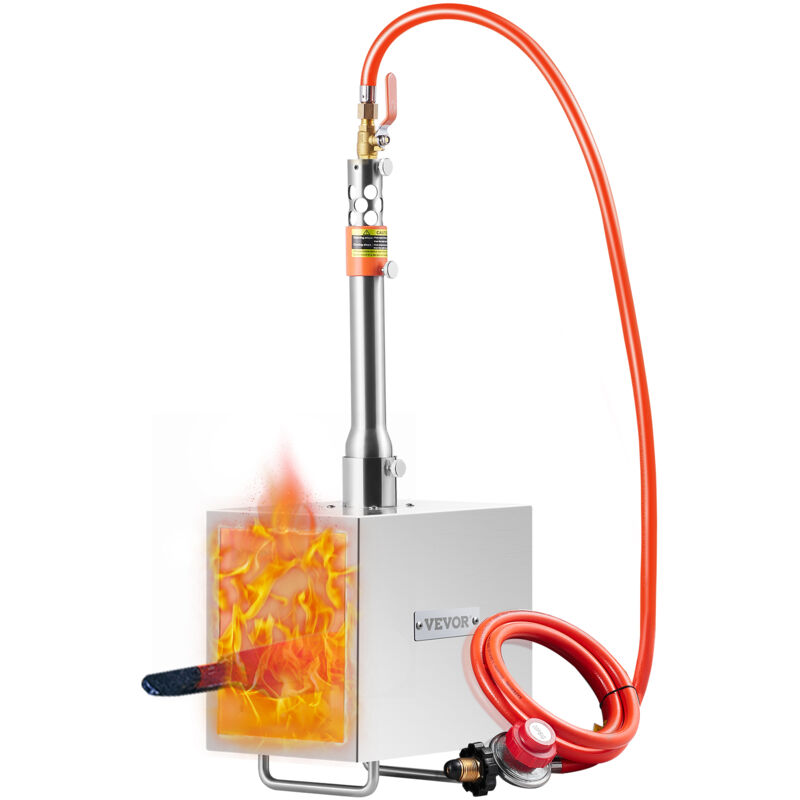 Portable Propane Forge, 1 Burner Farrier Forge, 2600℉ Tool and Knife Making Blacksmithing Gas Forge, Large Capacity Square Stainless Steel Gas