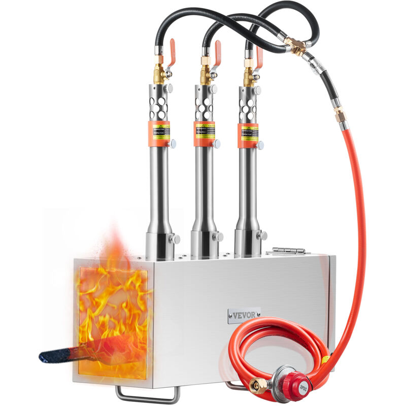 VEVOR Portable Propane Forge, 3 Burner Farrier Forge, 2600℉ Tool and Knife Making Blacksmithing Gas Forge, Large Capacity Square Stainless Steel Gas