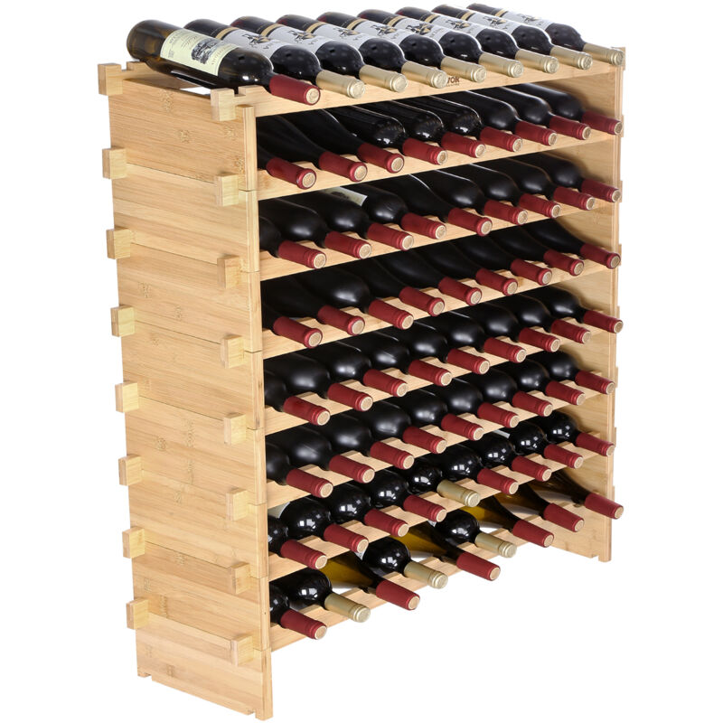 Vevor Portabottiglie Per Vino In Legno Di Bambu Impilabile 8 Ripian...