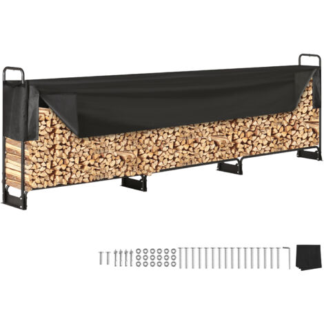 VEVOR Portalegna da Esterno per Legna da Ardere 383x36x117 cm con Copertura impermeabile 600D Oxford Legnaia Portalegna da Esterno per Camino Giardino Stoccaggio per Tronchi Interno/Esterno per Legna