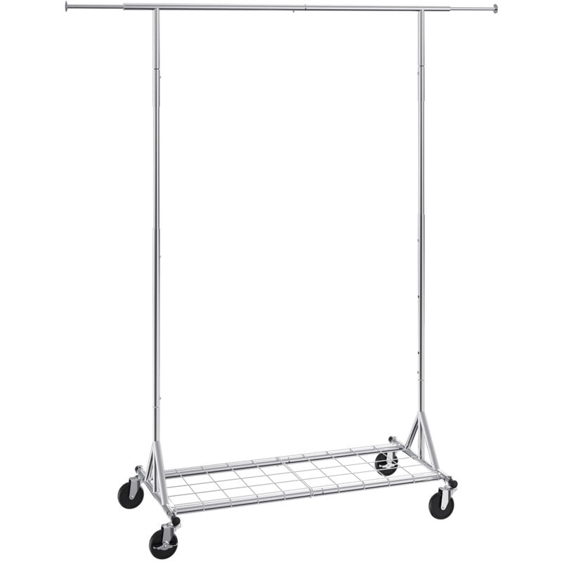 VEVOR Portant a Vetements Mobile Porte-Manteau avec Roulettes 1 Etagere 1 Tringle Extensible 128-187 cm Hauteur 145-188 cm Penderie a Vetements en