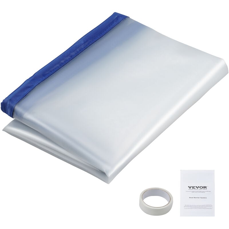 Vevor Porte Anti-Poussiere 2,3 x 1,2 m Kit Barriere Anti-Poussiere avec Fermeture Eclair Magnetique et Bande Adhesive Double-Face pour Renovation