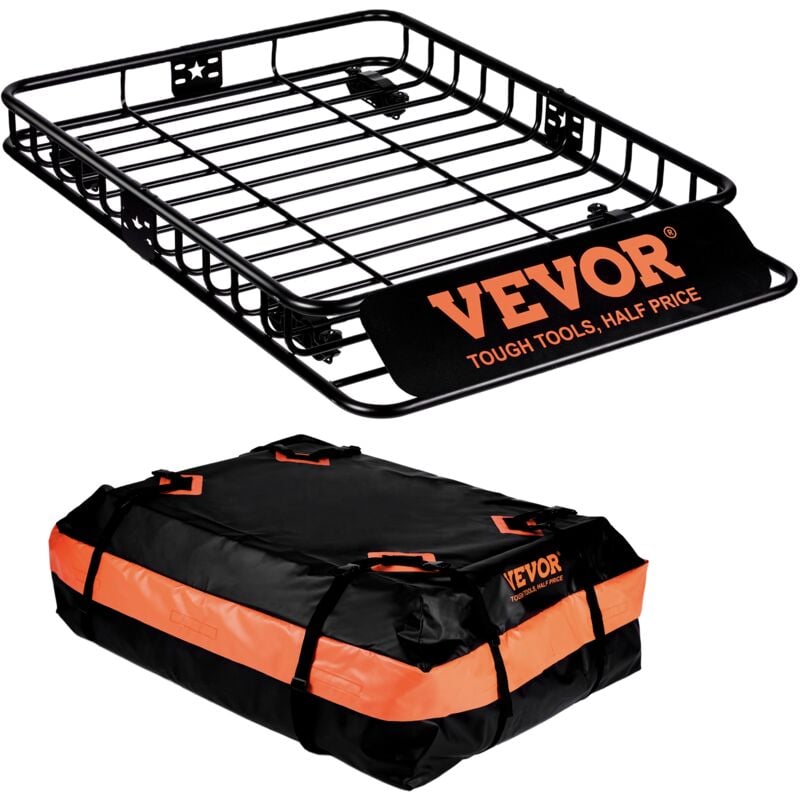 Vevor Porte-Bagage pour Voiture 1305×915×127 mm Charge 90,7 kg Panier de Toit en Acier Galerie de Toit Universelle Sac de Transport Etanche pour