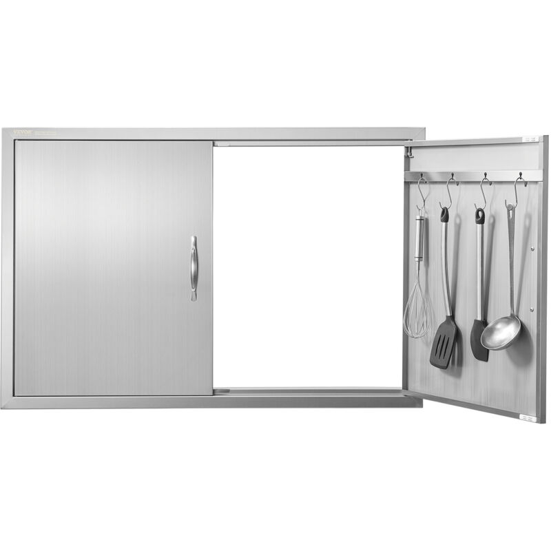 Mophorn - vevor Porte deAcces pour Barbecue, Double Porte de Cuisine Exterieure de 99x66 cm, Porte Encastree en Inox, avec Poignee et Crochets, pour