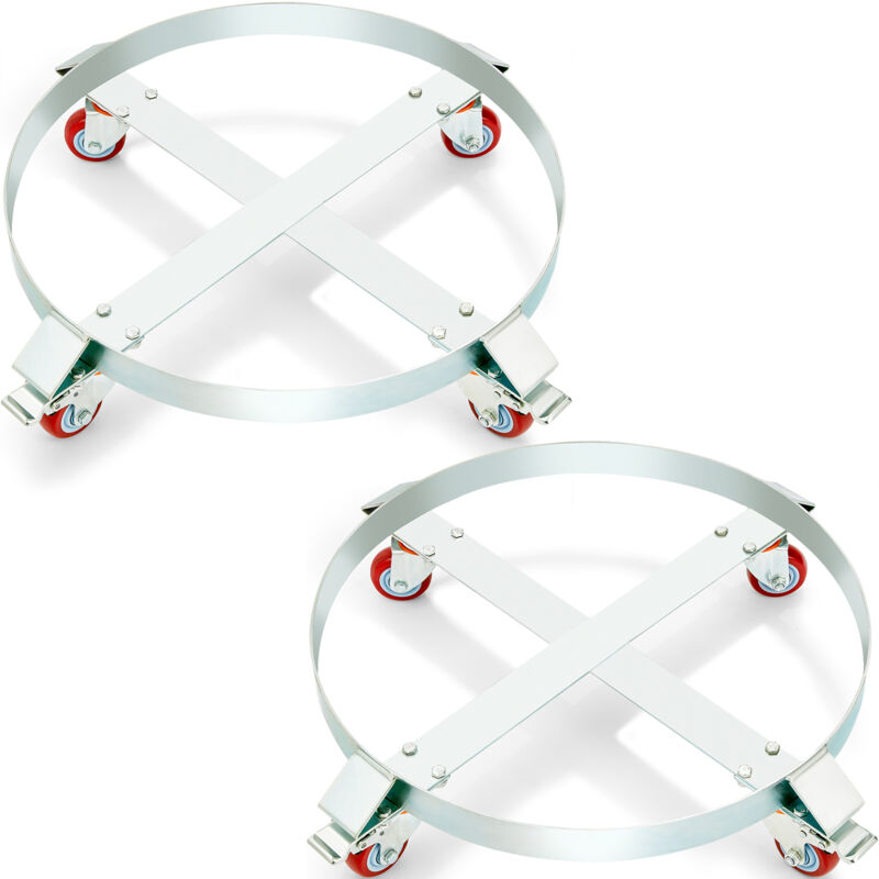 VEVOR Porte-Fût 250L Capacité 454kg Avec 4 Roulettes Pivotantes et Cadre Acier 2PCS
