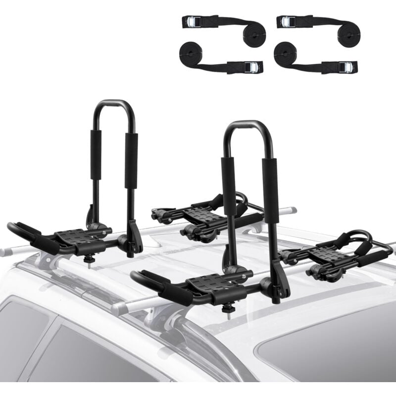 Vevor Porte-Kayak pour Toit 2 Paires, Galerie de Toit a Pliage Rapide, Barres de Toit Souples en j, pour Planche de Surf, Canoë, sup, Planche de Ski,