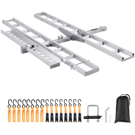 VEVOR Porte-Moto, Support de Moto sur Attelage en Alu pour 2 Motos, Charge 272 kg, avec Rampe Sangles et Stabilisateur, pour Scooter Tout-terrain Voiture Camion avec Recepteur deAttelage de 50,8 mm