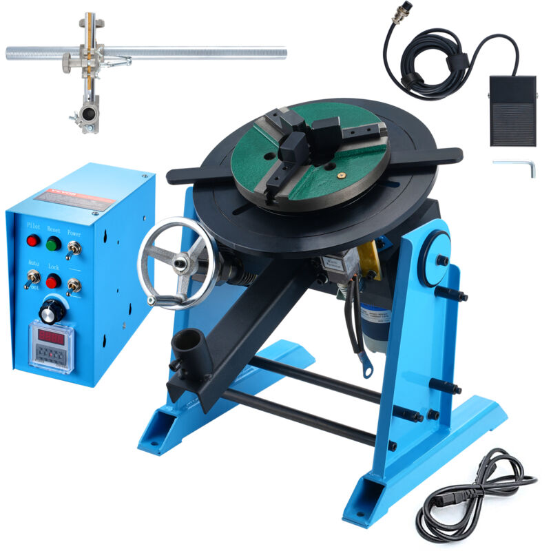 VEVOR Schweißdrehtisch 80 W Schweißpositionierer 1-12 U/min Manipulator 30 kg(Horizontal)/15 kg(vertikal) Drehtisch 0–90° Neigungswinkel KD200-Dreibackenfutter zum Schneiden, Schleifen, Montieren