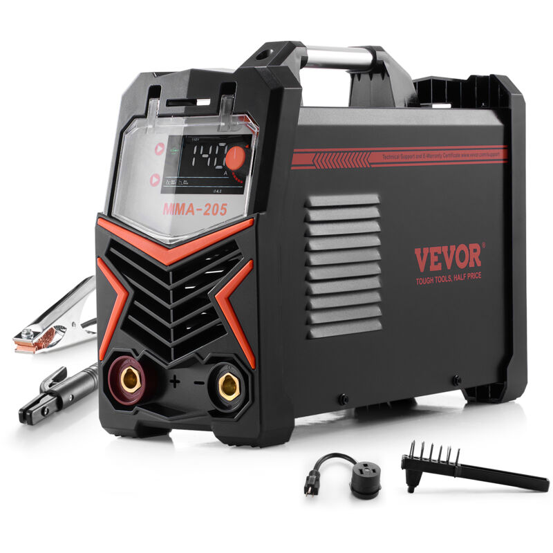 VEVOR MMA-lasapparaat, 205A 2-in-1 MMA-lift TIG-elektrodelasapparaat, IGBT-inverterlasapparaat met digitaal display, Hot Start Arc Force anti-aanhechting (liftbrander niet inbegrepen)