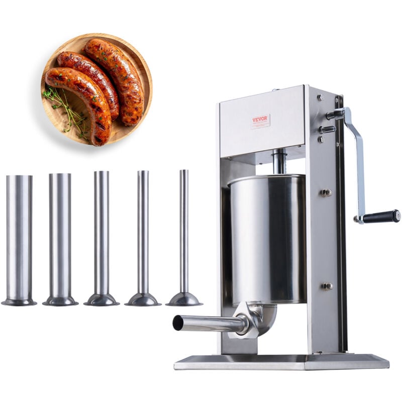 Poussoir a saucisses manuel, machine a saucisses verticale 10 l / 22 lbs, poussoir a viande a double vitesse, fabrique en acier inoxydable 304 de