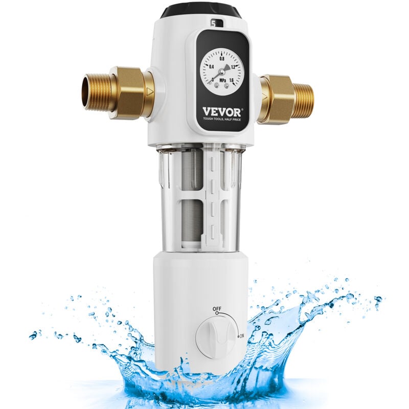 Vevor - Prefiltre a eau rotatif, 19 mm g-m + 25,4 mm g-m, filtre a sediments deeau de puits pour toute la maison, 40 microns, 4 t/h debit eleve, pour
