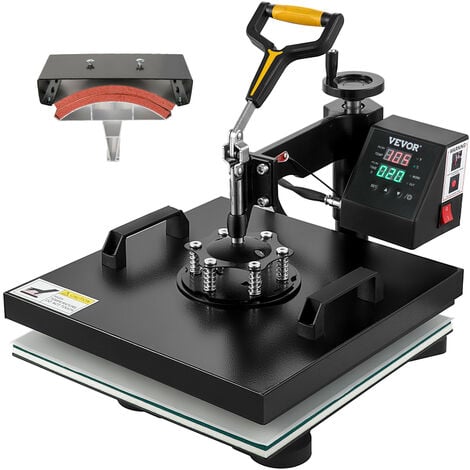 MOPHORN VEVOR Prensa de Calor 34 - 43 cm Máquina de Prensado en Calor Aluminio, Hierro y Plástico Negro y Rojo Máquina de Prensado en Caliente para Transferir Imagen en Camiseta, Sudaderas con Capucha